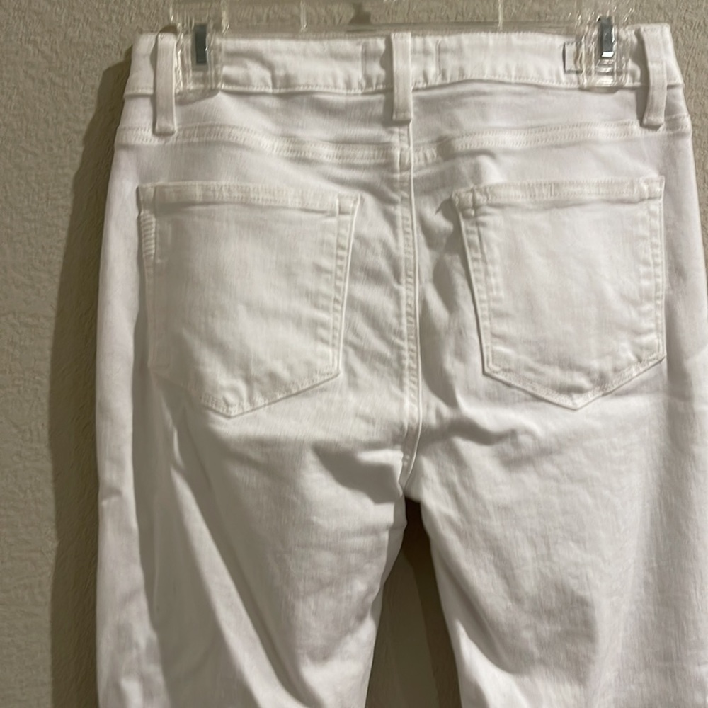 Paige White Distressed Skinny Crop Jeans - Picture 2 of 7